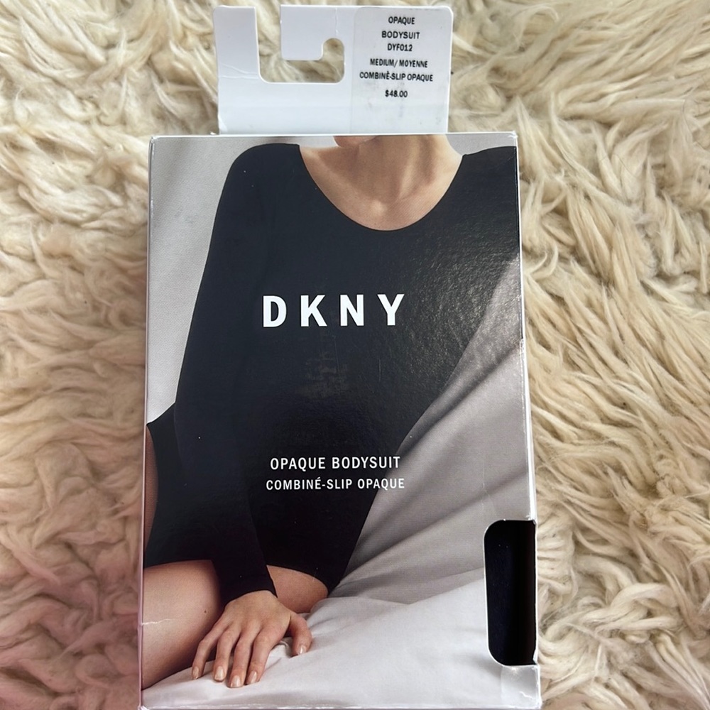 NEW Womens DKNY black opaque bodysuit size M